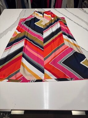 Trina Turk Chevron Knee Length Dress in Pink, Red, Navy & Gold Never Worn